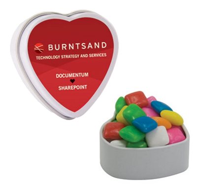 Small Heart Tin Packed With Chiclets Gum