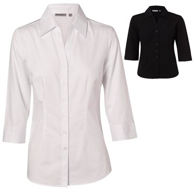 Suzette Ladies Cotton/Poly Stretch 3/4 Sleeve Shirt