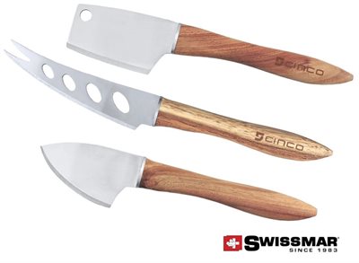 Swissmar® Set Of 3 Acacia Handle Cheese Knife Set