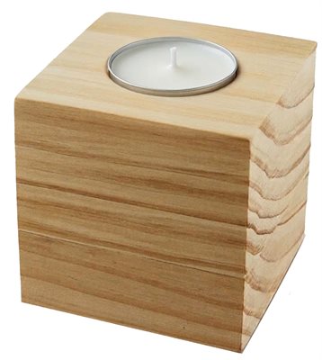 Tea Candle Wooden Cube Holder