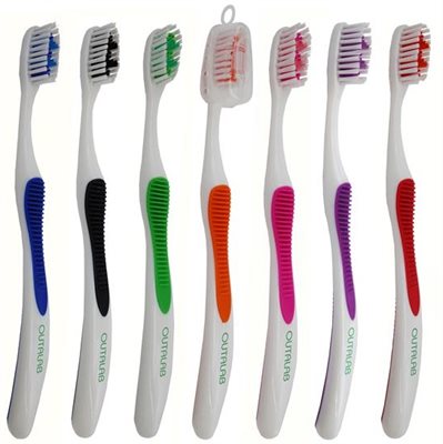 Toothbrush With Rubber Grip & Tongue Scraper