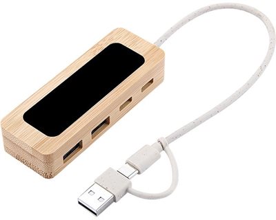 Umeko 4 Port Bamboo LED USB Hub