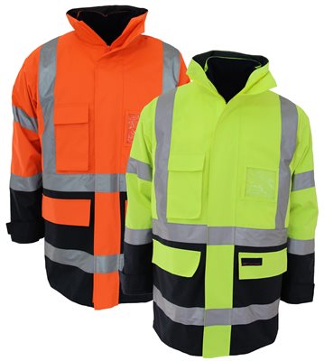 Waterproof Hi Vis H Pattern Taped 6 In 1 2T Rain Jacket