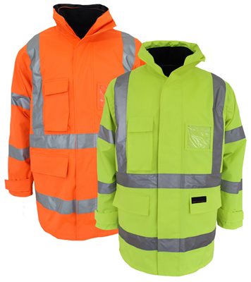 Waterproof Hi Vis H Pattern Taped 6 In 1 Rain Jacket