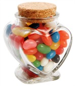 100gm Mixed Jelly Beans Corporate Colours Glass Heart Jar