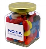 170gm Jelly Beans Mixed Colours Large Square Glass Jar