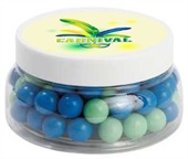 250gm Chocolate Balls Corporate Colours Large Round Plastic Jar