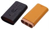 3-Cigar Embossed Leather Case