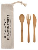 3 Piece Bamboo Cutlery Set