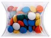 40gm Choc Beans Mixed Colours Clear Pillow Box
