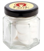 40gm Flat Mints Small Hexagon Glass Jar