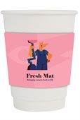 420ml Compostable PLA Double Wall Paper Coffee Cup With Sleeve