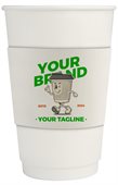 500ml Compostable PLA Double Wall Paper Coffee Cup With Sleeve