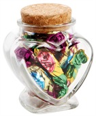 55gm Toffees Glass Heart Jar