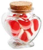 70gm Strawberries and Cream Glass Heart Jar