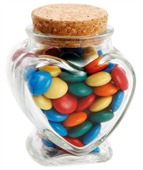 90gm Choc Beans Mixed Colour Glass Heart Jar