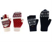Amato Jacquard Fingerless Gloves with Flip Cover