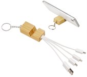 Bamboo Charging Cable & Phone Stand Key Ring