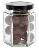 Chocolate Malt Balls Large Hexagon Glass Jar