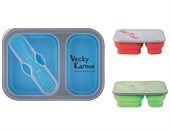 Collapsible 2 Section Lunch Box With Cutlery