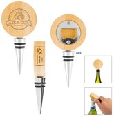 Combination Bamboo Wine Stopper With Bottle Opener