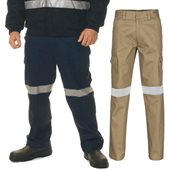 Cotton Drill Cargo Trousers With Reflective Tape