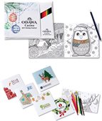 Deluxe Holiday Theme Adult Colouring Book & 8 Pencil Set