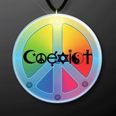 Flashing LED Rainbow Peace Sign Badge