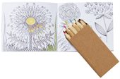 Flower Theme Adult Colouring Book & 8 Pencil Set