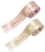 Foil Stamped Glitter Satin Polyester Ribbon