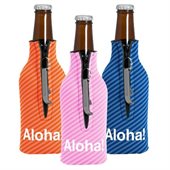 Full Colour Zippered Stubby Holder With Blank Bottle Opener