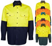 HiVis 150gsm Cotton Drill Safety Shirt Long Sleeve