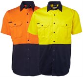 HiVis 190gsm Cotton Drill Safety Shirt Short Sleeve