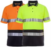 HiVis Day Night Traditional Polo Shirt Reflective Tape Short Sleeve