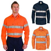 HiVis Two Tone Drill Shirt With Hoop Style Reflective Tape Long Sleeve