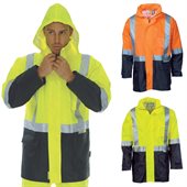 HiVis Two Tone Light Weight Rain Jacket With Reflective Tape