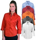 Ladies Colourful Poplin Shirt Three Quarter Sleeve