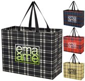Laminated Tartan Design Shopping Bag