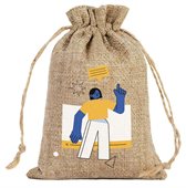 Large Natural Linen Drawstring Gift Bag