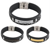 Layered Stitch Accent Leather Bracelet With Hook Buckle