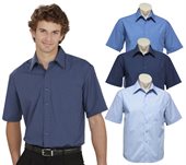Mens Micro Check Business Shirt Short Sleeve