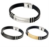 Metal Strip Silicone Bracelet With Hook Buckle