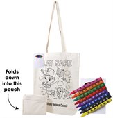 Metro Foldable Calico Shopper Bag With Crayons
