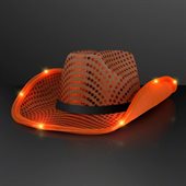 Orange Cowboy Hat With LED Flashing Brim