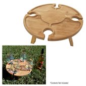 Portable Bamboo Wine And Cheese Table