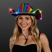Rainbow Cowboy Hat With LED Flashing Brim