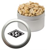 Round Window Tin Packed With Peanuts