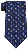 Sailing Boats Blue Polyester Tie