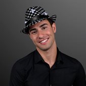 Sequin Fedora Checkered Hat And Flashing LED