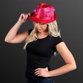 Sequin Fedora Pink Hat And Flashing LED